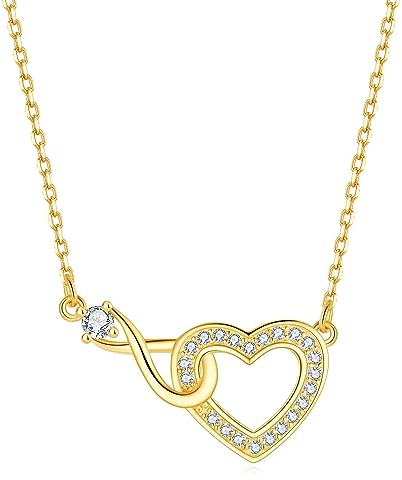 Jrêveinfini Unendlichkeitszeichen Herz Kette Halskette Damen Gold Silber 925, Mutter Tochter Kette Mama, Unendlichkeit Infinity Kette Mädchen Kinder Freundin, Geschenke für Frauen Mädchen