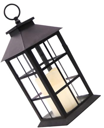 DOITOOL Hängende Hoflaterne Hängende Gartenlampe Kerze Windlaterne Hängende Außenleuchten Hängende Außenlaternen Elektronische Kerzenlampe Hängende Außenlampe Windlicht Haushalt Außenlicht