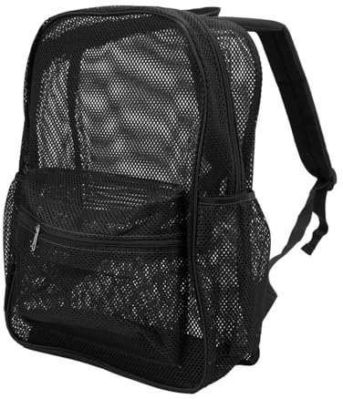 Mesh Rucksack, 43x32cm/16,9x12,6 Zoll Polyester Netz Durchsichtiger Backpack Robuster Leichte transparente Mesh Rucksack große Kapazität waschbar Reißverschluss Rucksack für Schwimmen Outdoor Sport