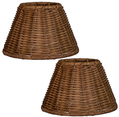 Mini-Lampenschirm, 2er-Set, Mini-Rattan-Lampenschirm, klein, Boho-Ersatz, zum Anklippen