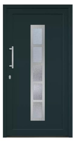 HORI Haustür Eingangstür Komplettset – Robuste Hauseingangstür mit moderner Optik, hoher Wärmedämmung & Sicherheit, Farbe: anthrazit (innen weiß) - DIN links - Modell: Frame - 200 x 88 cm