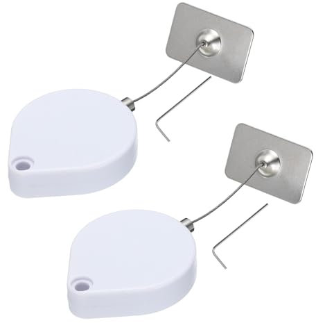 sourcing map Retractable Security Cable Lock,Remote Control Security Lock Rectangular,Remote Control Anti-Lost Rope with Double-Sided Adhesive for TV,DVD,Cup,Phone 2Set White 35.43 Length