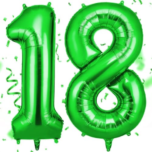 OFFCUP Palloncini Compleanno Verde 101 CM, Palloncino Numero 18/81, Foil Palloncini Numeri, Giganti Palloncini Numeri, Decorazioni Festa Compleanno, Gonfiabili Pallone per Anniversario