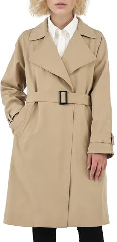 Orolay Trench-Coat DéContracté à Revers Cranté Pour Femme Mi-Long Coupe AjustéE Pardessus avec Ceinture Kaki S