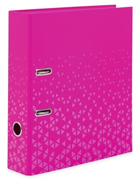 HERMA Ordner A4 Farbe Pink, 7 cm breit, Kinder Ringordner mit Muster, einfarbiger Aktenordner mit glänzender Veredelung und Innendruck für Jungen und Mädchen