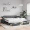 DJEKA Tagesbett Ausziehbar mit Schubladen Schlafsofa BettSofa mit Schlaffunktion Ausziehsofa Bettgestell -Dunkelgrau-Stoff-90 x 200 cm-mit Bettkasten & Schublade