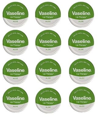MM Vaseline Lip Therapy Aloe Vera 20g Pack of 12 | Moisturising Lip Balm for Dry & Chapped Lips | Soothing Aloe Formula | Hydrating Lip Care with Free Skincare Sample | Ideal for Daily Use & Travel