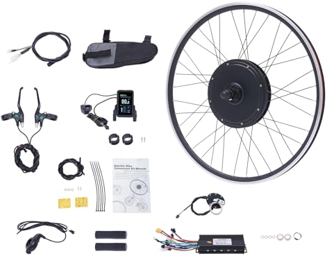 Vielrosse E-Bike Umbausatz 28/29 Zoll (700C), 48V 1000W Vorderrad Elektrofahrrad Conversion Kit, integrierte Controller Ebike Conversion Motor Kit mit LCD Display