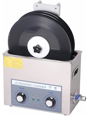 Nettoyeur à ultrasons commercial, machine de nettoyage de disques vinyles à ultrasons 6 L, lave-disque, nettoyage de 1 à 4 disques vinyles une fois, type professionnel 40 kHz 180 W avec support