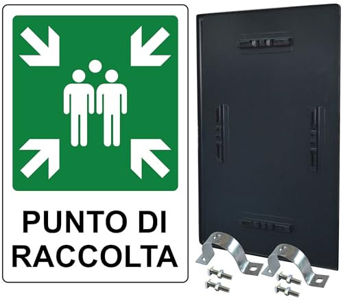 Pubblimania PUNTO DI RACCOLTA Cm 40x60 In metallo con kit di staffe e bulloni per installazione a Paletto (Punto di Raccolta)