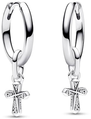 PANDORA Damen Schmuck-Set Creolen Funkelndes Kreuz Silber 68328