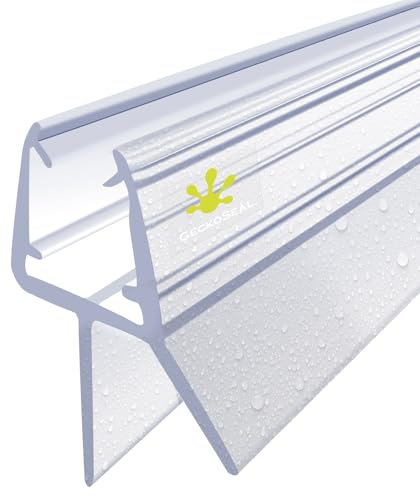 GECKOSEAL Joint d'étanchéité pour porte de douche en verre de 4 à 6 mm, bande d'étanchéité transparente à 12 mm d'écart, 90 cm (1 pièce)