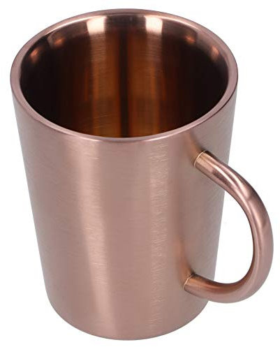 Jwthee Kaffeebecher aus Edelstahl, 340 ml, Kaffeebecher, Campingbecher, unzerbrechlicher Kaffeebecher, doppelwandiger Becher, isolierter Becher mit Henkel, Bierkrug, Milchbecher, Teetasse (Roségold)