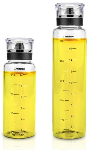 imposyu 2 Bouteilles D'huile à Remplir 500ml 350ml Distributeur D'huile Anti-Fuite Shaker Vinaigrette En Verre Bouteille Huile pour Huile D'olive/Vinaigre pour Cuisine/Cuisson/BBQ