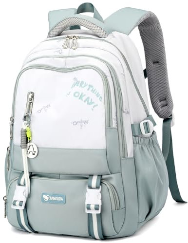 Amythe Rucksack Teenager, 36L Schulrucksack für Mädchen 3. - 9. klasse, Großer Stilvolle Tagesrucksack passt 16-Zoll-Laptop für Mädchen Damen, Lässig Schulranzen, Geeignet für Trolley, Hellblau