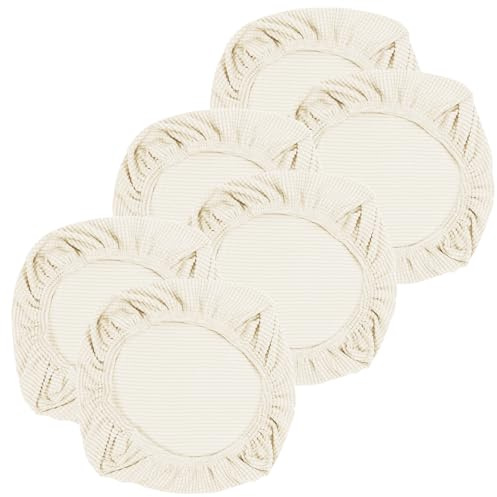 Yikko Elastic Stretch Spandex Housses de siège lavables pour chaises de bureau, salle à manger, bar, décoration de fête de mariage (6, beige)