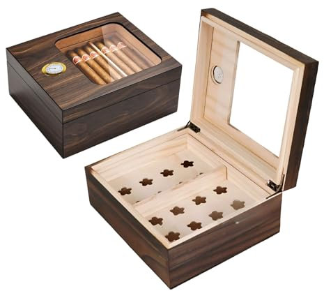 Zigarren Humidor,Humidor-Zigarren aus Zedernholz mit Hygrometer und Luftbefeuchter für 25-50 Zigarren,Zigarrenbox Männer Geschenk,Zigarren-Liebhaber