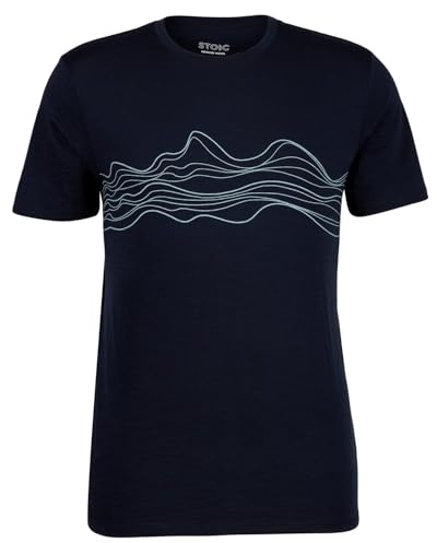Stoic Herren Merino155 LaholmSt. Print T-Shirt Lines Merinoshirt