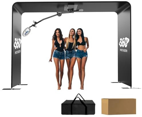 Overhead 360 Photo Booth, 360 Sky Photo Spinner Machine, Video Booth Platform with Remote Control, Full Body Spin with RGB Ring Light, Stand up to 15 People, Free Logo Customization