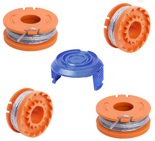 4 PACK Trimmer Replacement Spool Line 1 Spool Cover Compatible with Mac Allister MGTP18Li Trimmer Line, 1.65mm 10ft Autofeed Spool