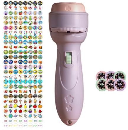 Wdbild Portable Cartoon Projector Flashlight For Kids Early Education Toy Discs 48 Images Parent Child Interactive Projection Game