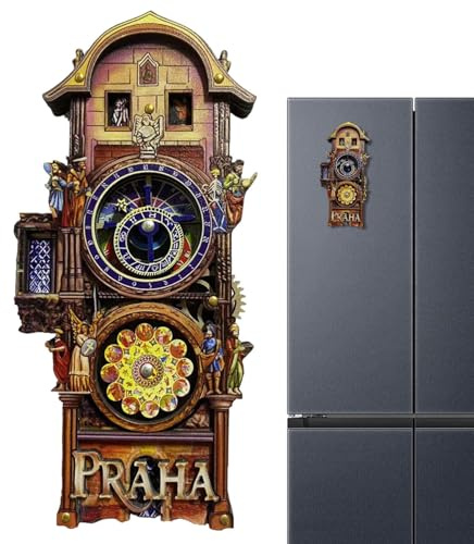 Pragues Astronomical Clock Fridge Magnet, Magnets for Fridge Pragues | Astronomical Clock | Magnetic Cultural Souvenir for Home Offices Memory Keepers Exchange Students Culture Enthusiasts
