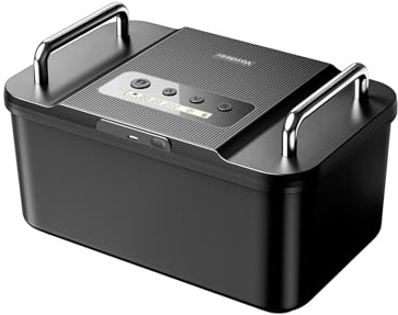 Vaydeer Handy-Safe mit Timer aus Metall, Schwarz | Timer bis 365 Tage, USB-C-Notstromversorgung, Kindersicherung, für Handy, Snacks, Schlüssel und mehr
