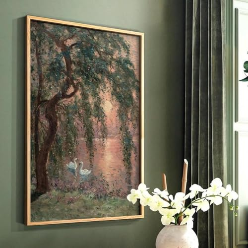 XBTYKPB [Vintage-Bilder] 1 Stück Vintage-Landschaftspinsel, Landschaft, Natur, Wandkunst, Poster, Leinwand-Kunstdrucke, Gemälde, Foto, 60 x 90 cm, rahmenlos