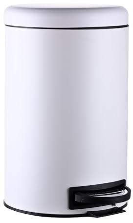 Relaxdays Mülleimer, 12 Liter, entnehmbarer Kunststoff-Inneneimer, Fußpedal, Küche, Bad, Tretmülleimer, Stahl, Farbwahl | mit Fußpedal, Küche, Bad, Tretmülleimer, Stahl