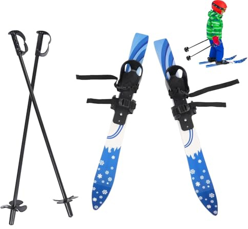 Barnskidor set för barn 2–8 år barnskidor + 2 stavar med dubbelriktad säkerhetsbindning Babyskidor 70 cm inlärningskidor lastkapacitet 50 kg skidor lätt robust ABS/PE Materia