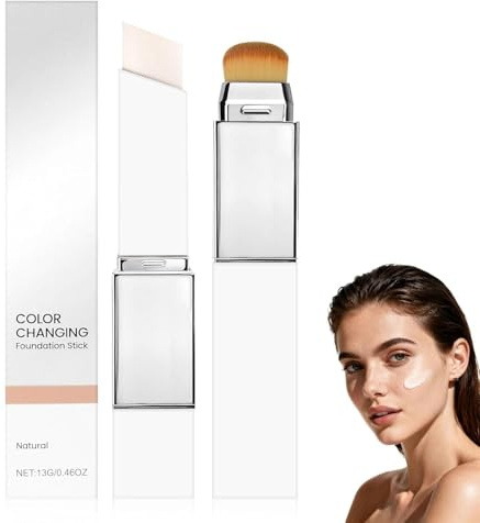 Faccelove Foundation Stick mit Pinsel, Color Changing Foundation mit LSF 15, 2 in 1 Make-up Stick, Koreanische Foundation für Alle Hauttypen, Natürlicher Glow (D)