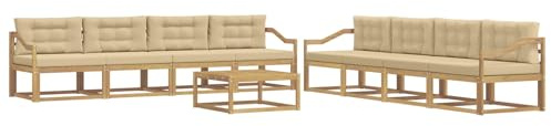 vidaXL Outdoor-Sofagarnitur 9 pcs Weiß und Beige 79 x 79 x 37 cm, Garten-Sofa Set, modulare Lounge für draussen, wetterfestes Mobiliar, robuster Pool-Bereich