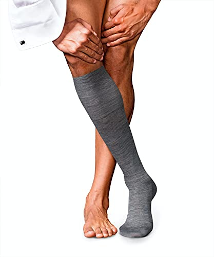 FALKE Men's No. 6 M Kh Wool Silk Long Plain 1 Pair Knee-High Socks, Grey Light Melange 3388, 5.5-6.5