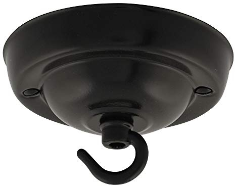 ElekTek Deckenrosette mit Haken Durchmesser 108 mm Metallausführungen Pulverlackierung für Deckenhängeleuchten und Kronleuchter Nachtschwarz