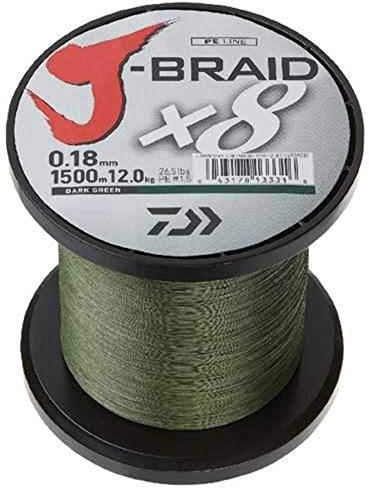 Daiwa JB4U8-300DG J-Braid X4 geflochtene Schnur, 300 Yards, 3,6 kg, 1,2 cm Durchmesser, dunkelgrün, 8 lbs