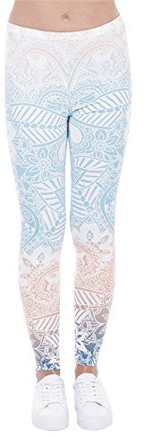 Hanessa Frauen Leggins Blau Türkis Bedruckte Leggings Hose Frühling Sommer Kleidung Mandala L54 Geschenk für Mädchen zu Weihnachten