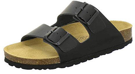 AFS-Schuhe 2100, Bequeme Damen Pantoletten echt Leder, praktische Arbeitsschuhe, Hausschuhe, Handmade in Germany (40 EU, schwarz)