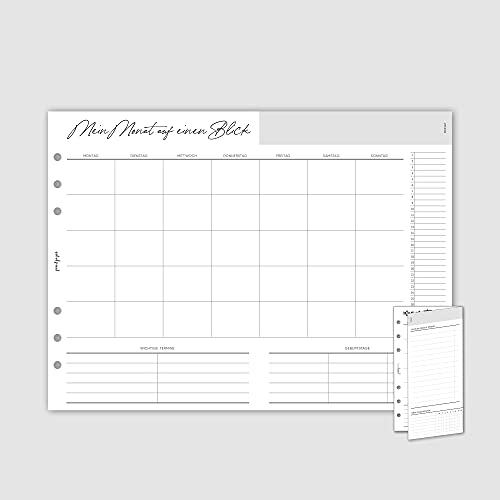pen & pages® undatierte Monatsübersicht zum Ausklappen - Din A5-6 Löcher - Kalender A5 Organizer, Foldout, Aufgaben, Ziele, ToDo, Habit Tracker, Gewohnheiten, 14,8 x 21 cm