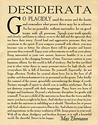 Desiderata Poem Desiderata Print Desiderata Poster Poetry Wall Art Graduation Gift Graduation Poem Student Poem Gift by Max Erhmann 1927 (50cm x 70cm, Parchment)