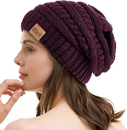 REDESS Slouchy Beanie Mütze für Herren und Damen Winter Warm Chunky Soft Oversized Zopfstrickmütze