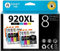 Smart Ink Kompatible Druckerpatronen als Ersatz für HP 920 XL 920XL 8 Multipack (2 Schwarz 2 Cyan 2 Magenta 2 Gelb) kompatibel mit HP Officejet 6000 6500 6500A 7000 7500A Drucker