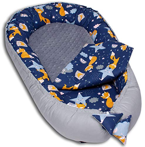 PALULLI Babynest, multifunktionales Kuschelnest mit Weiches zusätzlicher Matratze, Kokon, Nestchen, Babybett, Reisebett für Neugeborene, 100% Baumwolle Oeko-TEX, HERGESTELLT IN DER EU (Foxy)