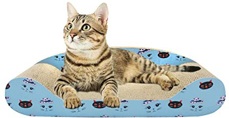 BPS Rascador Gatos Rascador Tabla de Cartón Papel Incluido Hierba Gatera 2 Modelos Elegir 50 x 22.5 x 13.5 cm (Forma Sofá) BPS-10057