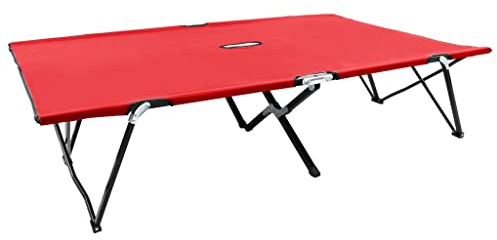 vidaXL Sonnenliege Klappbar für 2 Personen Campingbett Reisebett Liege Relaxliege Gartenliege Klappbett Campingliege Gästebett Feldbett Rot Stahl 240kg
