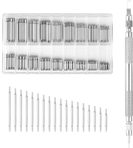 Huayue 360 Stück Uhren Stift Federstege Werkzeug Edelstahl Federstifte Federstege Uhr Pin Uhrenarmband Link Pins Uhr Entferner Repair Tool mit 1 Stück Uhrmacherwerkzeug (18 Größe)