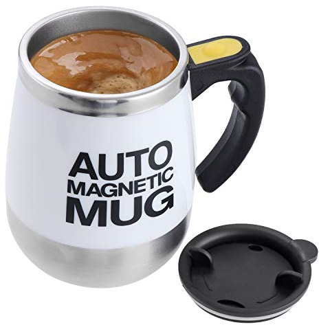 Tazza da caffè elettrica autoagitante in acciaio inox tazza magnetica automatica per uso alimentare tazza da caffè 400 ml (bianco)
