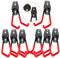 3-H Ganchos de Garaje Resistentes, Paquete de 8 Ganchos de Almacenamiento de Garaje de Acero, Soporte de Pared y Organizador de Herramientas, Cuerdas, Cables(Rojo)