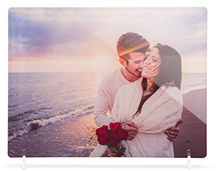 Eigenes Bild auf Acrylglas mit Standfüßen Größe wählbar Portrait Foto-Aufsteller mit Tiefeneffekt durch UV-Direktdruck Breite 30 cm, Höhe 22,5 cm