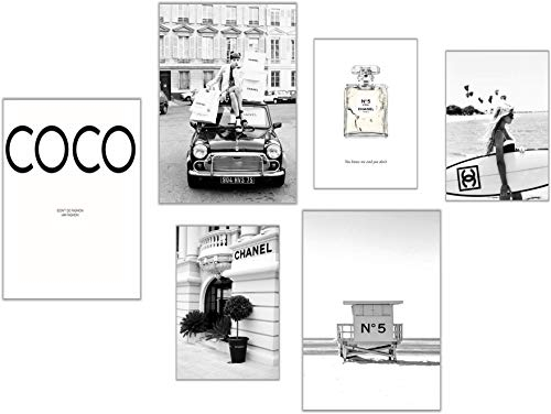 ELAFI® Premium Poster 6er Set | Bilder schwarz weiß | Deko Wohnzimmer Vintage | Bilder mit Sprüchen | Schöne Bilder Wohnzimmer groß (Coco Love)