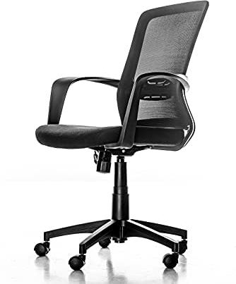 Jet-Line | Mesh Sessel | CALGORY | schwarz | Bürostuhl | Drehstuhl | Ergonomisch | Schwenkbar | Computerstuhl | Netzgewebe | PU Armlehnen